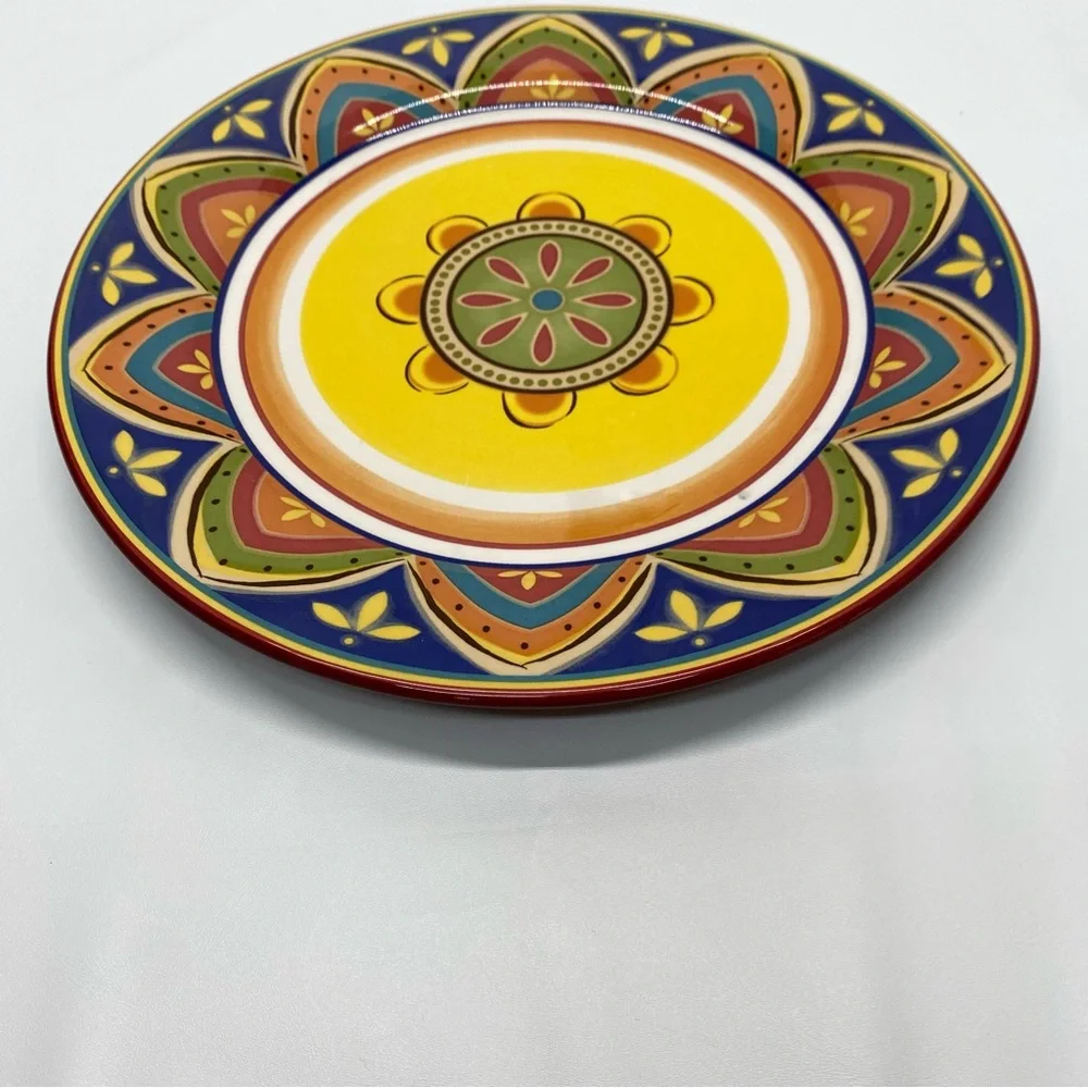Pier 1 Mexicali Print Dinner Plate Multicolored Stoneware Contemporary READ